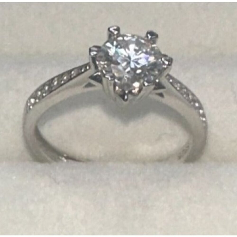 GRA Moissanite Solitaire Ring 1.0ct Sterling Silver 925 - Picture 2 of 9